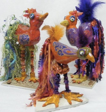 a flock of Birds of a Feather Sculptures by Sherry Tolar