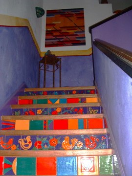 Ceramic tiles on stair risers by Sherry Tolar